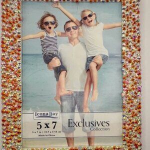 5x7  Iridescent Bling Photo Frame w/ Rhinestones For 5x7 Picture - Bling Frame